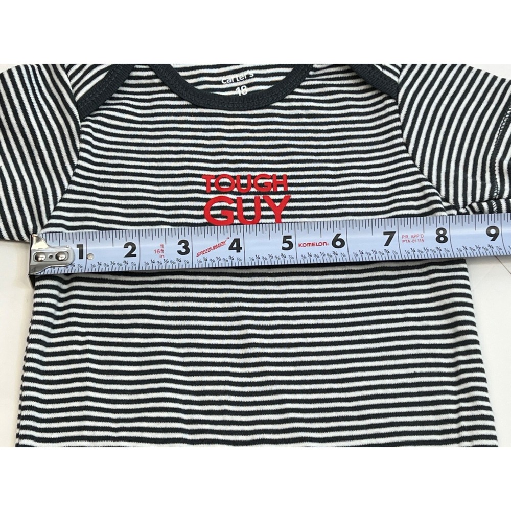 NWT Carter's Tough Guy Baby‎ Boy One piece Gray/White Stripe Size 18 Months - Picture 6 of 7